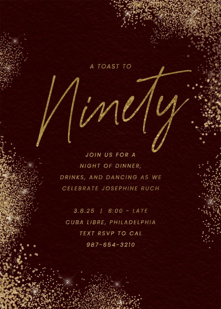 Glitter mist 90 - birthday invitation