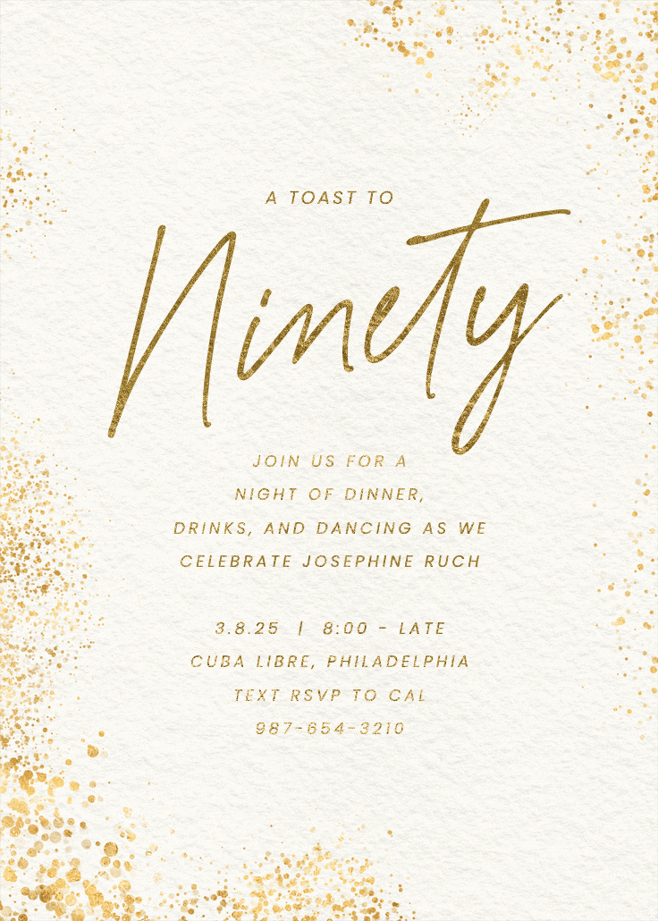 Glitter mist 90 - invitación de cumpleaños