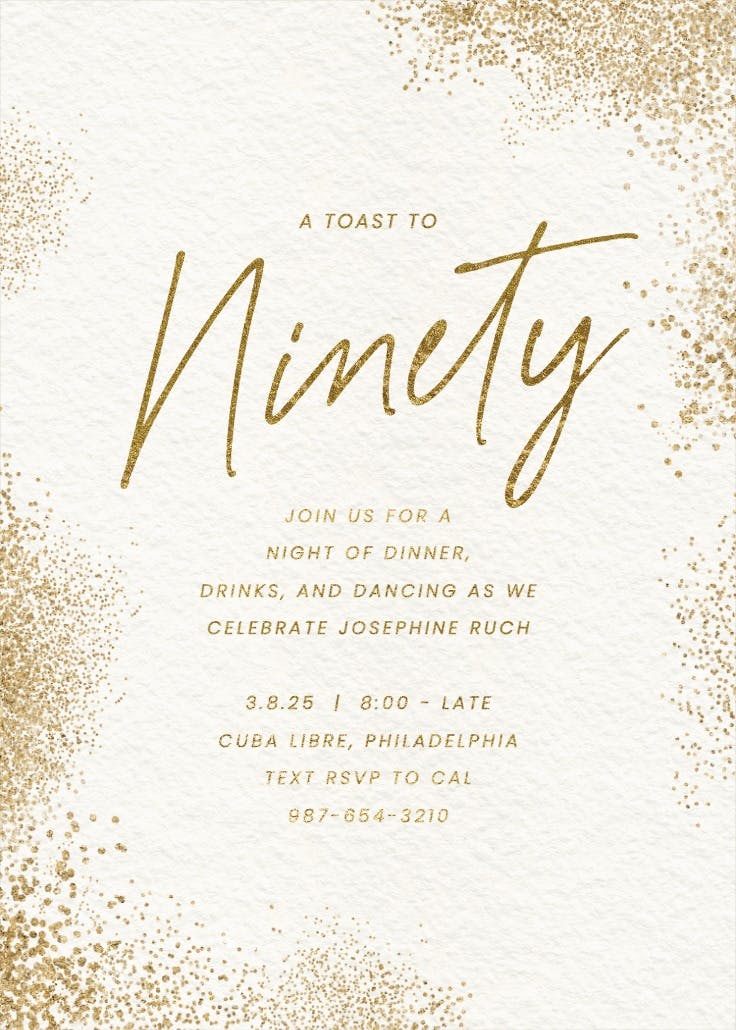 Glitter mist 90 - birthday invitation