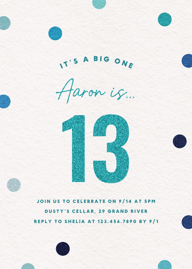 Glittering 13 - invitación de cumpleaños