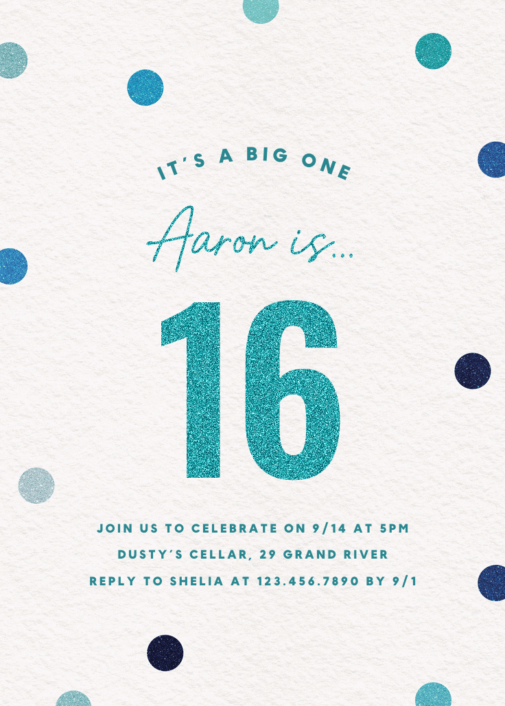 Glittering 16 - sweet 16 invitation