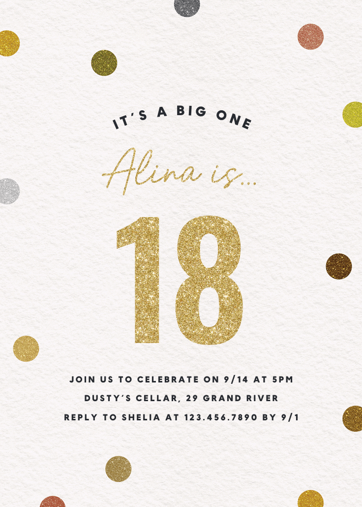 Glittering 18 - invitación de cumpleaños