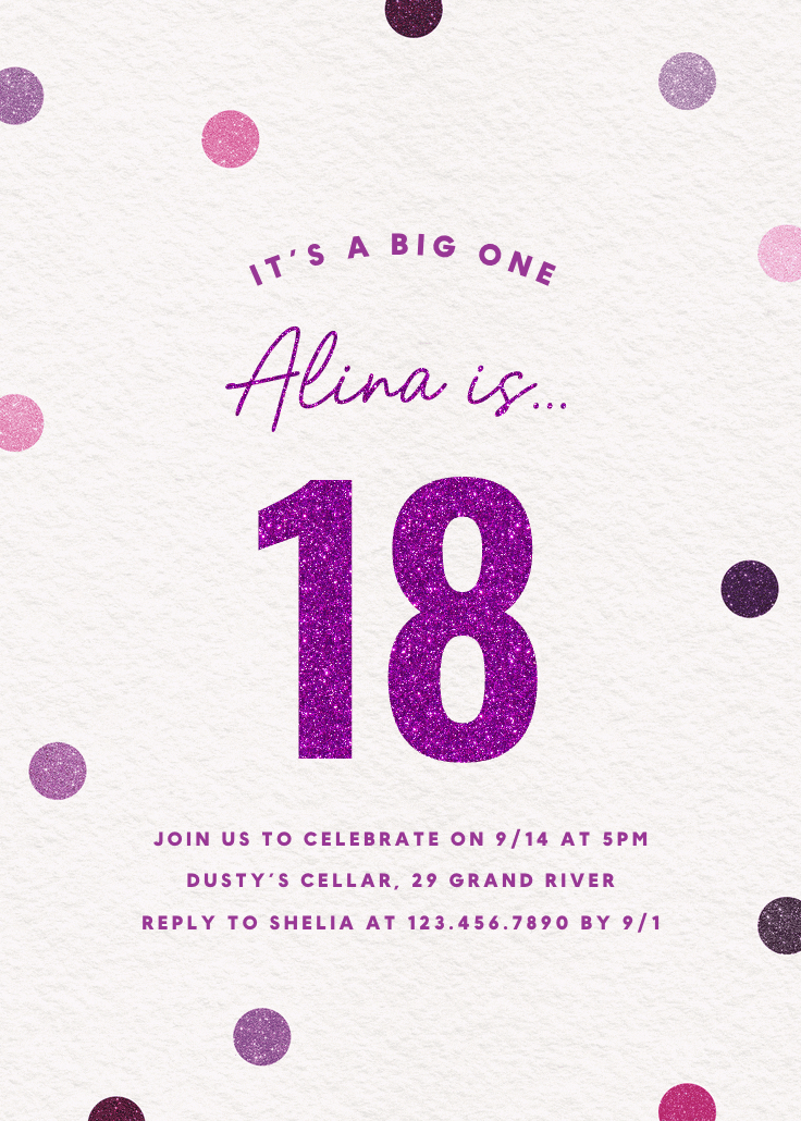 Glittering 18 - birthday invitation