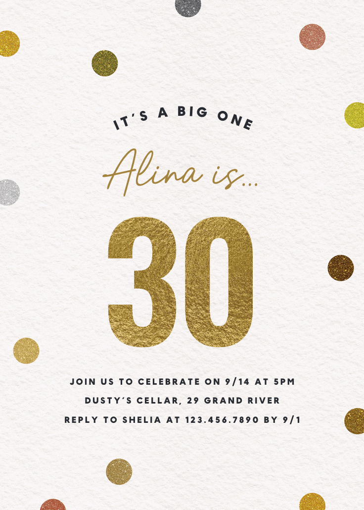 Glittering 30 - invitación de cumpleaños