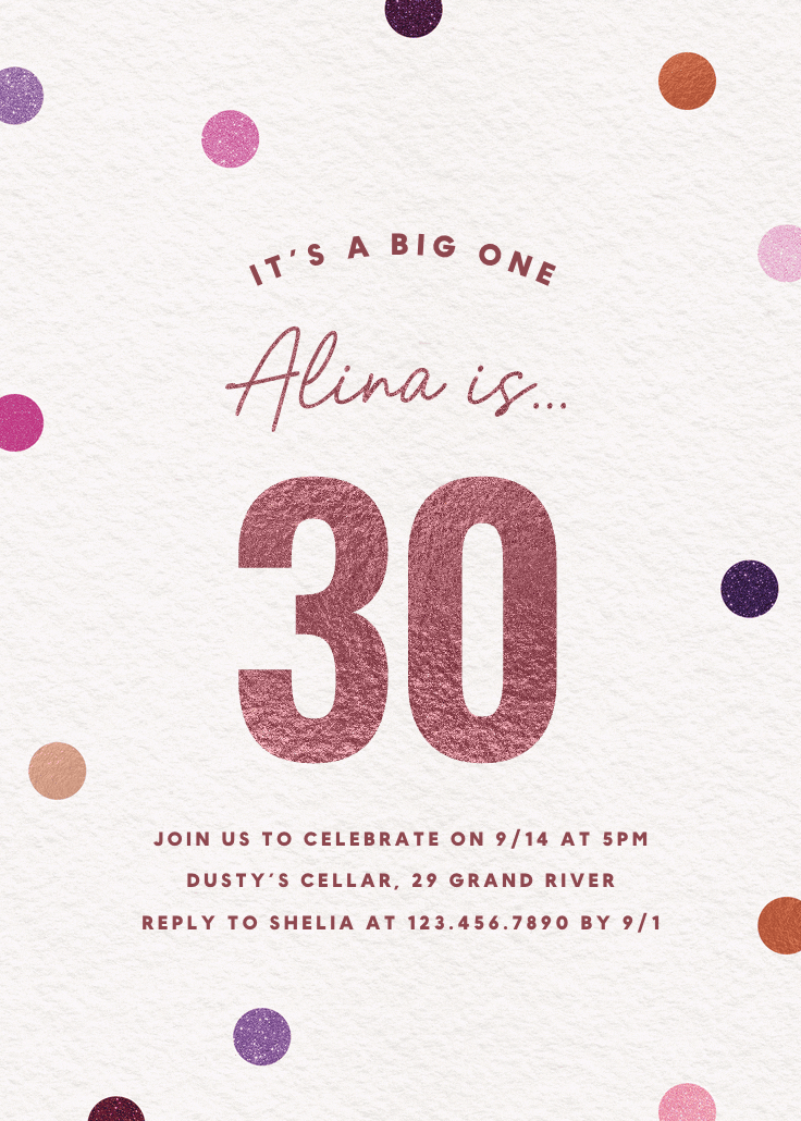 Glittering 30 - invitación de cumpleaños