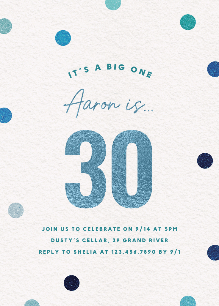 Glittering 30 - invitación de cumpleaños