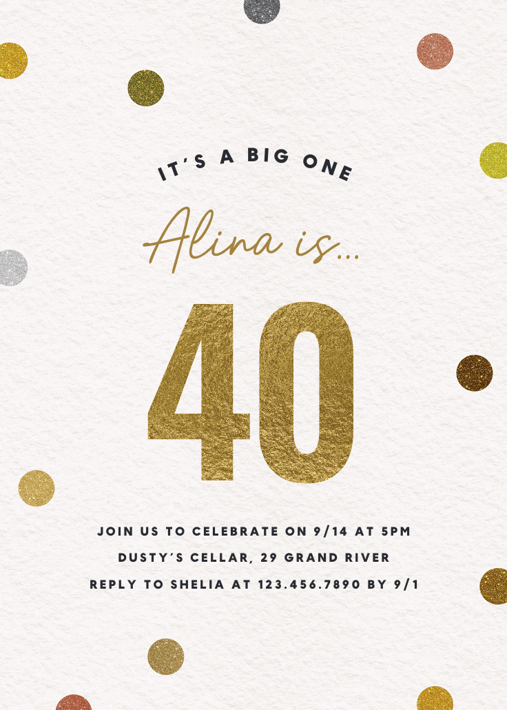 Glittering 40 -  invitación de cumpleaños