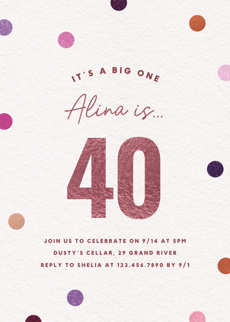Glittering 40 -  invitación de cumpleaños