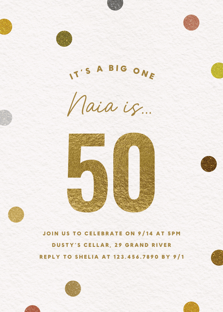 Glittering 50 - invitación de cumpleaños