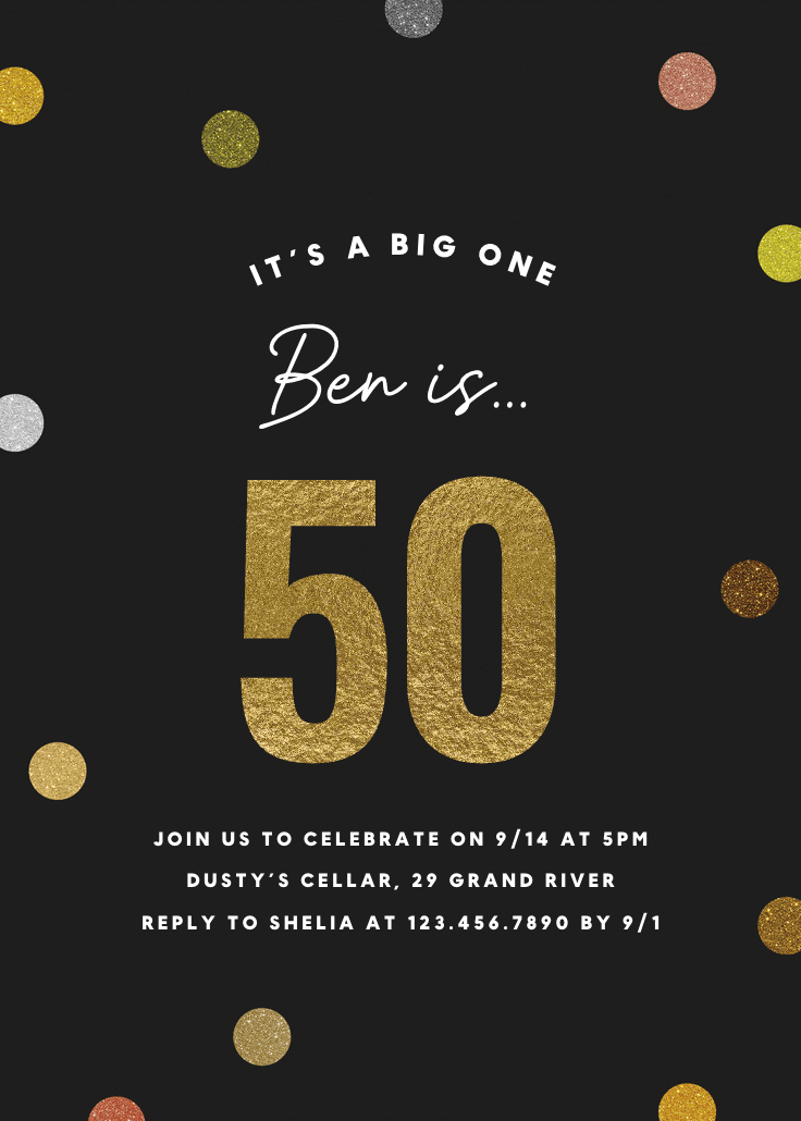Glittering 50 - birthday invitation