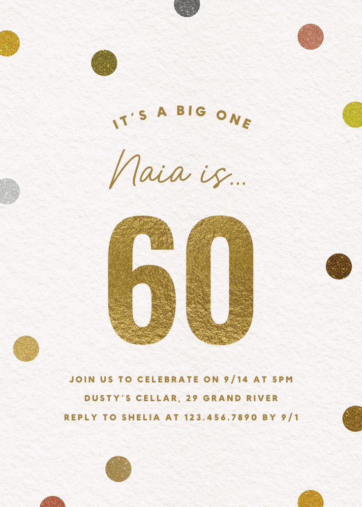 Glittering 60 - invitación de cumpleaños