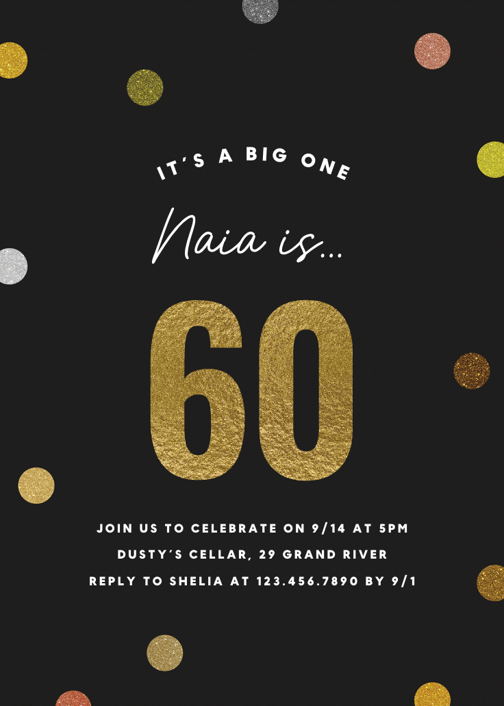 Glittering 60 - invitación de cumpleaños