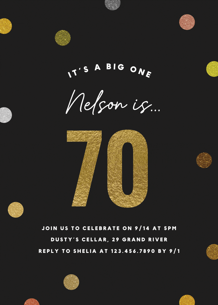 Glittering 70 - birthday invitation