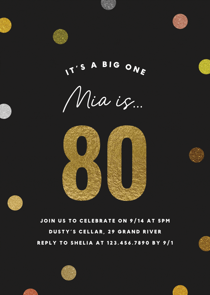 Glittering 80 - invitación de cumpleaños