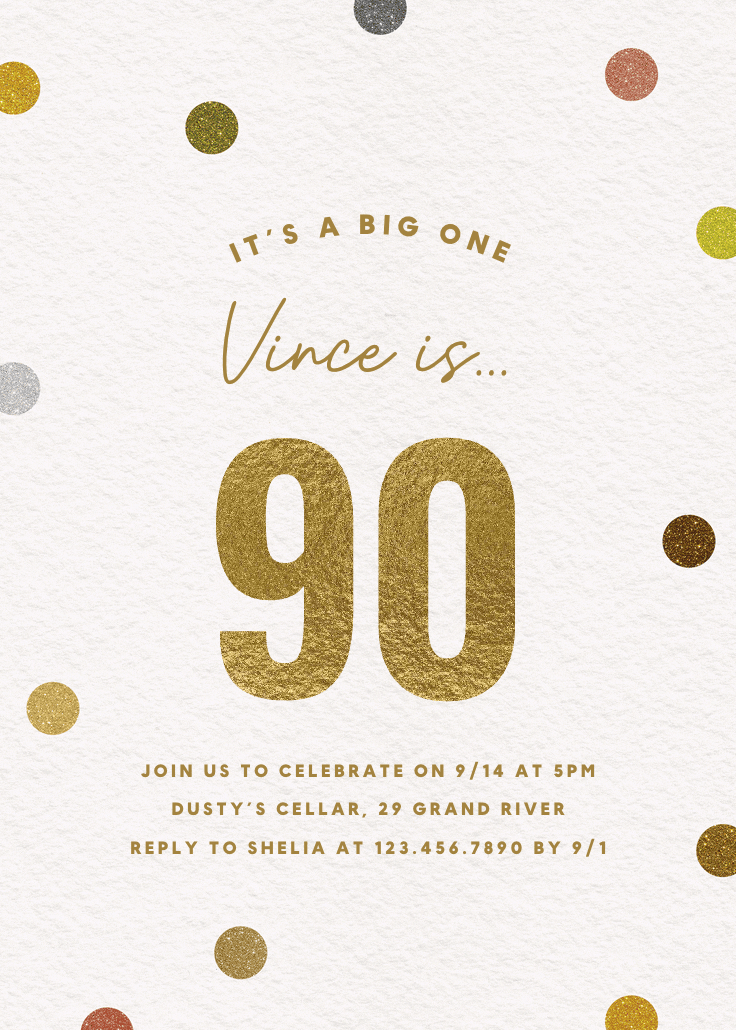 Glittering 90 - invitación de cumpleaños