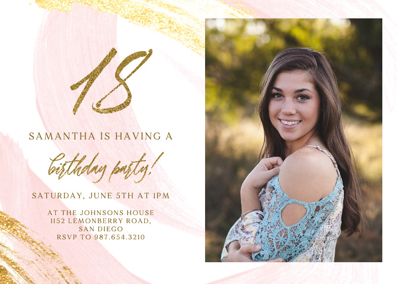 Blush gold sparkles - Birthday Invitation Template | Greetings Island