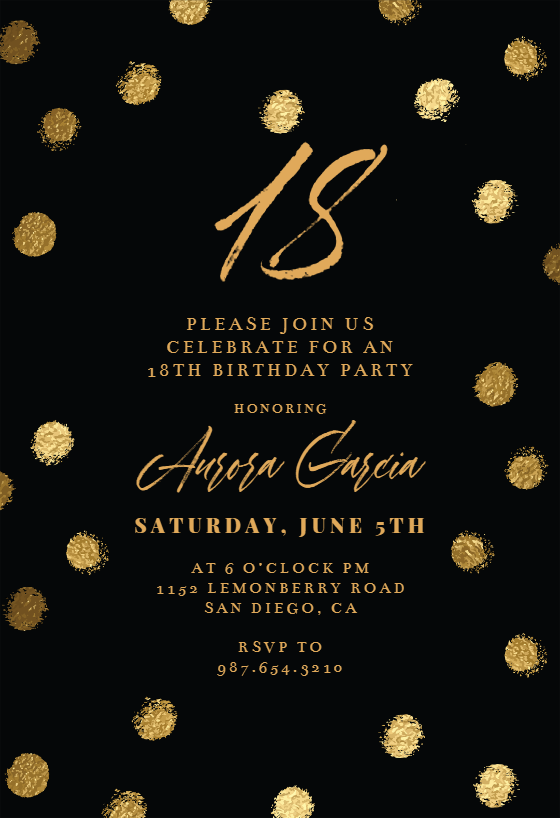 Gold dots - Birthday Invitation Template | Greetings Island