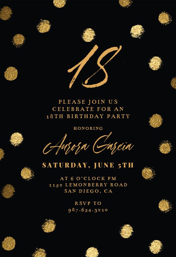 Gold dots - birthday invitation