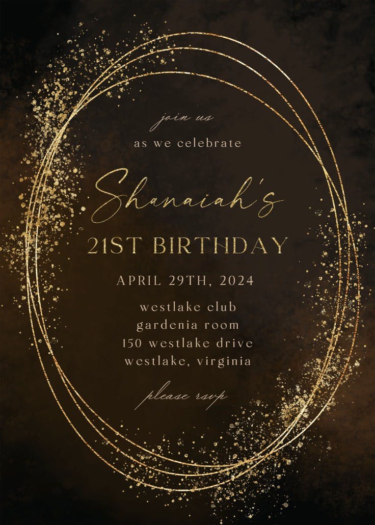 Gold texture - birthday invitation