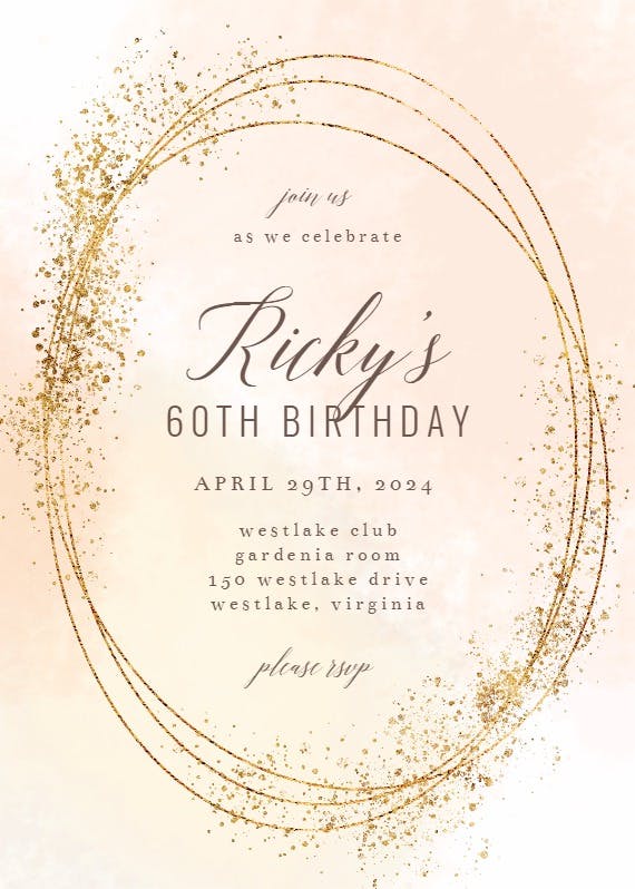 Gold texture - birthday invitation