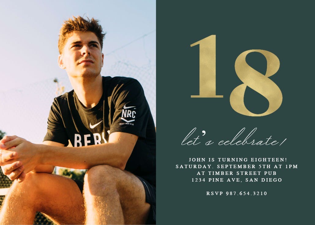 Golden 18 - birthday invitation