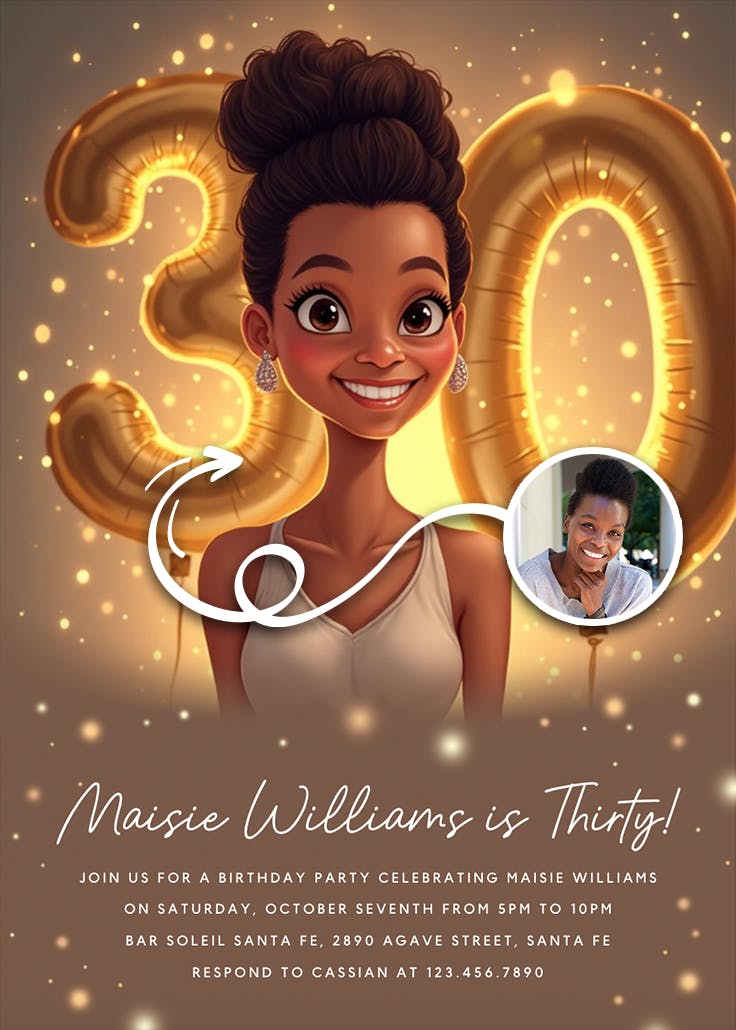 Golden 30 - invitación de cumpleaños