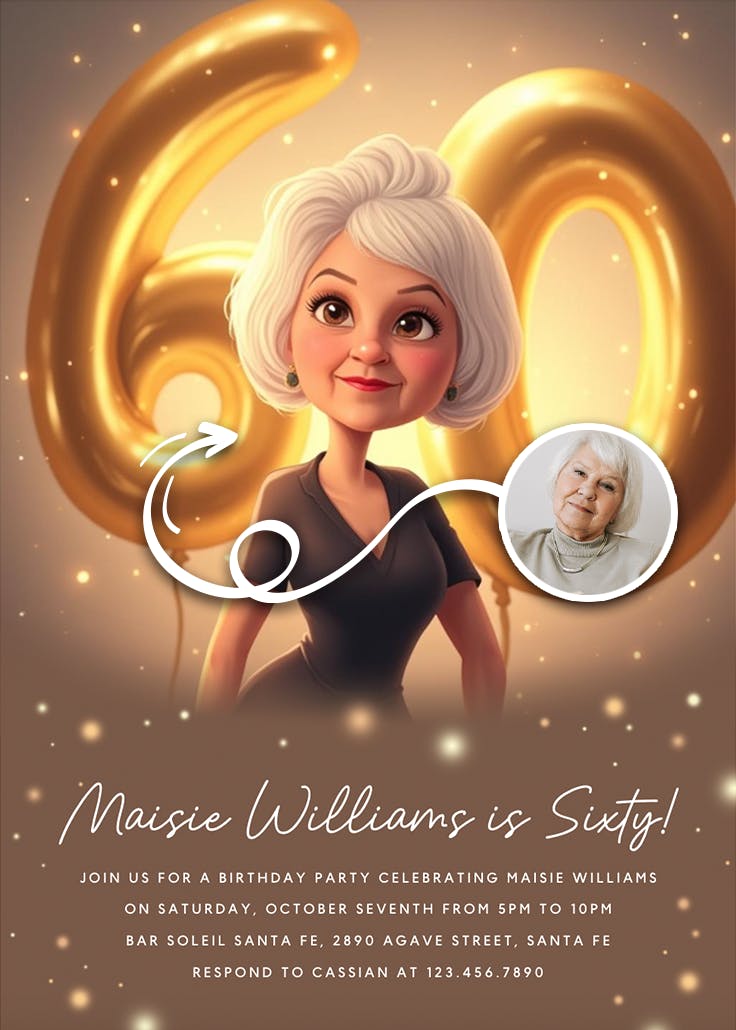 Golden 60 - birthday invitation