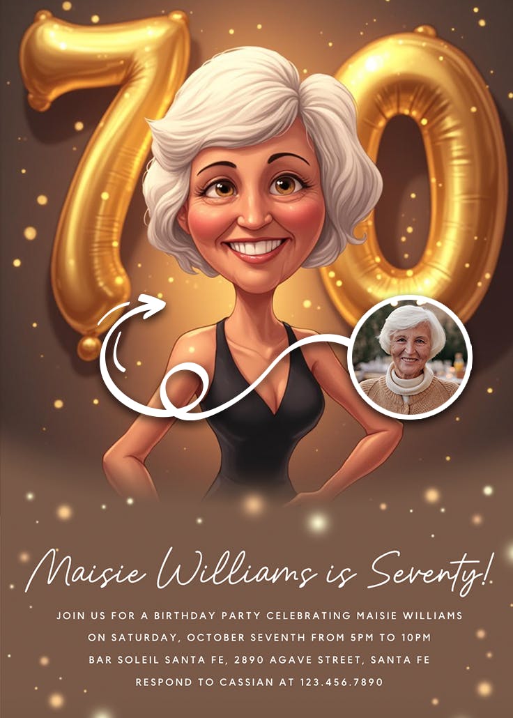Golden 70 - birthday invitation