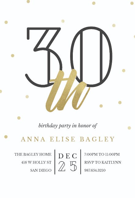 Cocktail splash 30 - Birthday Invitation Template (Free) | Greetings Island