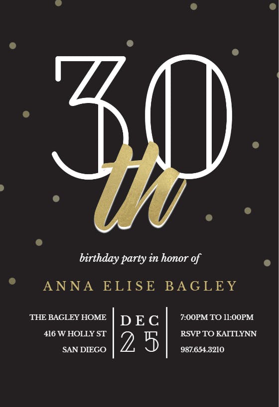 Golden age 30 - birthday invitation