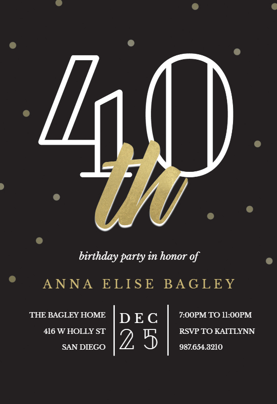 40th Birthday Invitation Templates Free Greetings Island