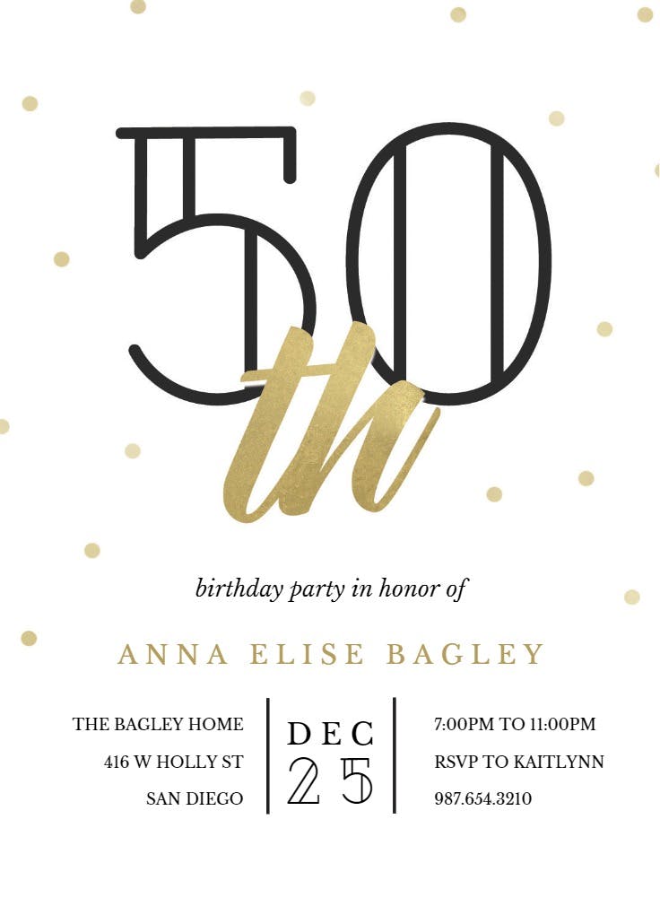 Golden age 50 - birthday invitation