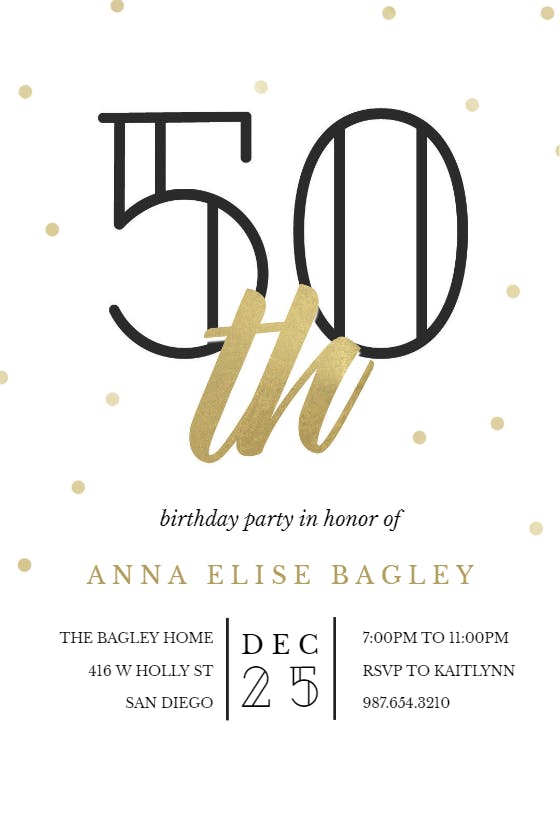 Golden age 50 -  invitación de cumpleaños