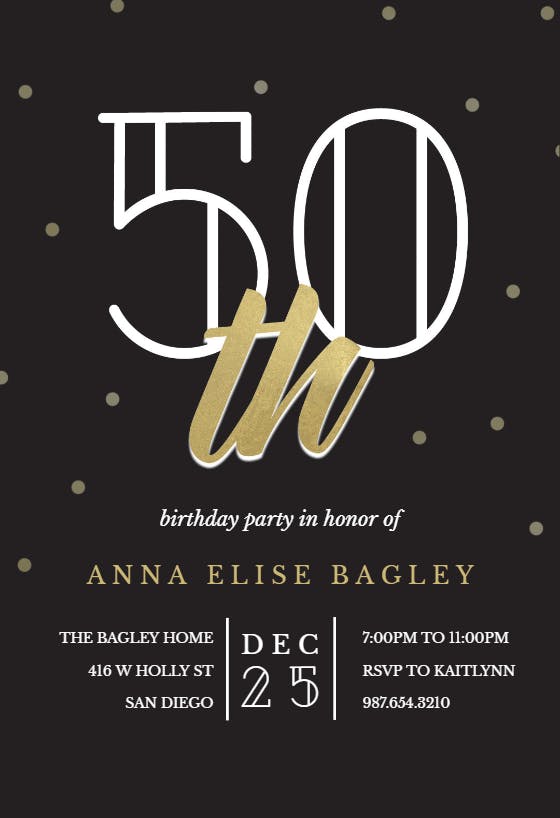 Golden age 50 - birthday invitation