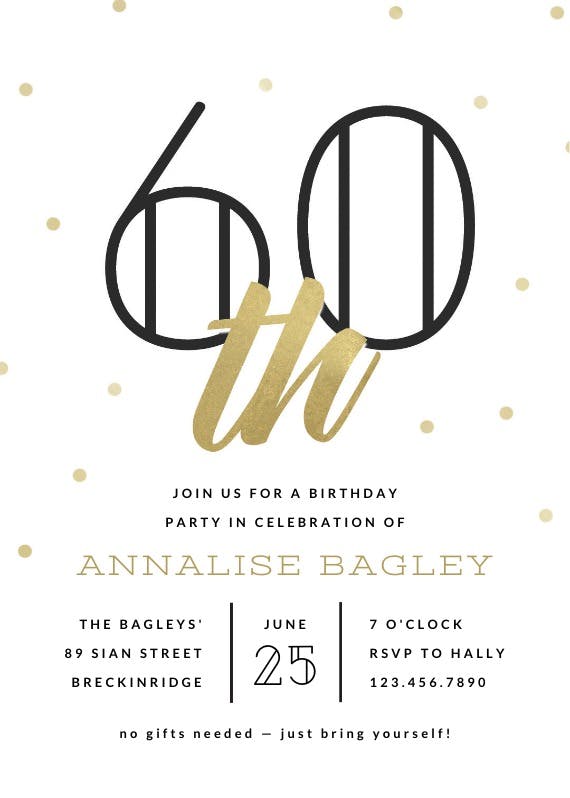 Golden age 60 - birthday invitation