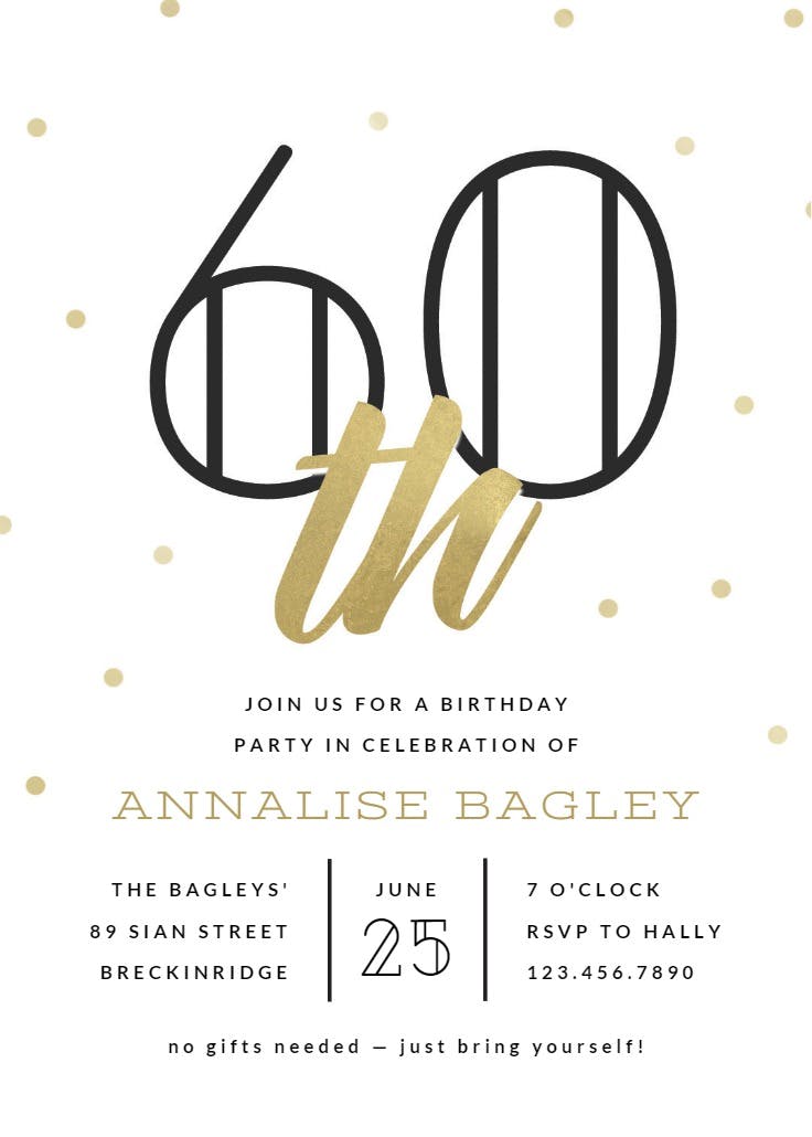 Golden age 60 - birthday invitation