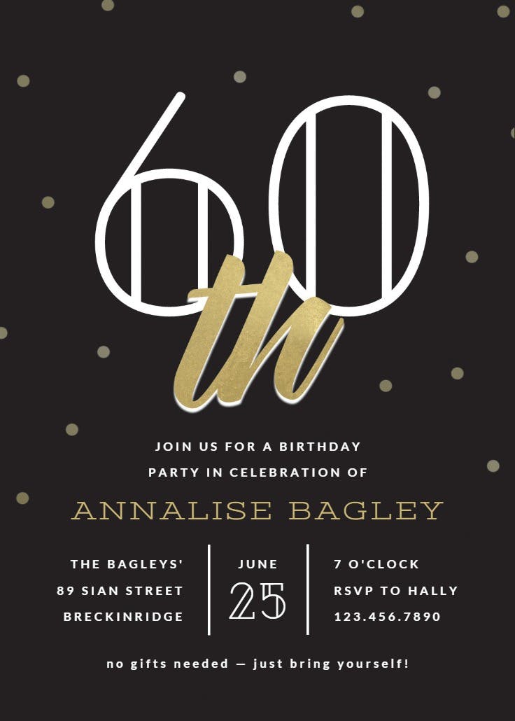 Golden age 60 - birthday invitation