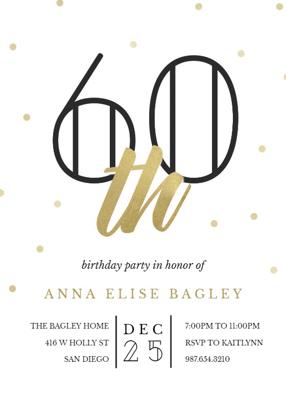 Golden age 60 -  invitación de cumpleaños