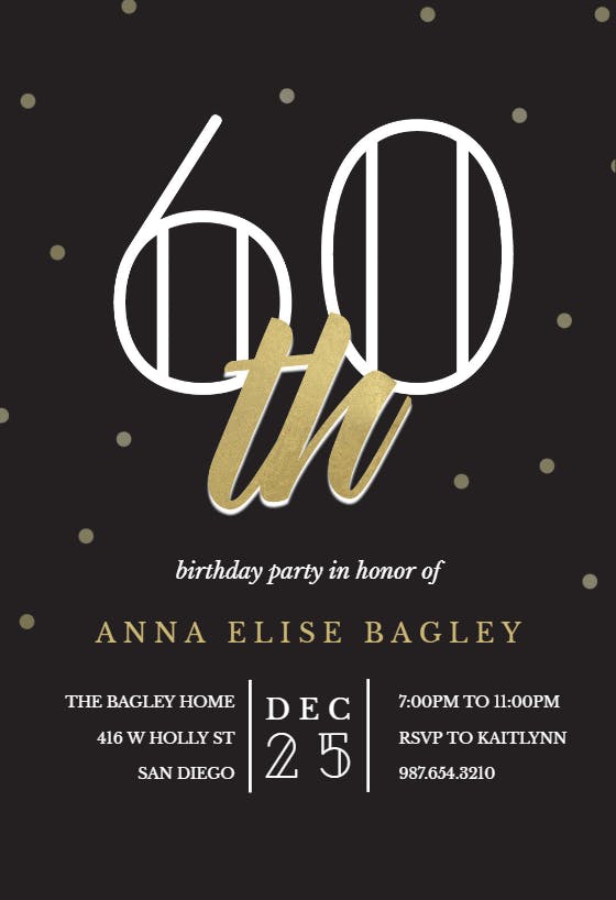Golden age 60 - birthday invitation