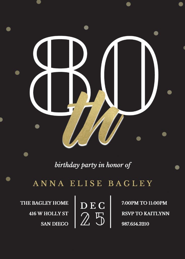 Golden age 80 - birthday invitation