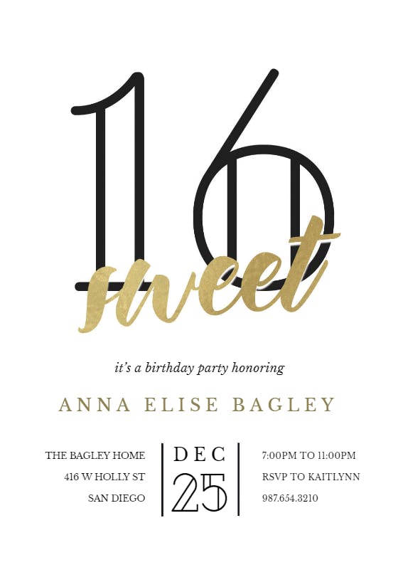 Golden age - invitación de cumpleaños