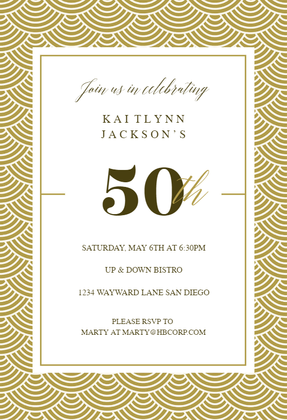 50th Golden Birthday Birthday Invitation Template Free 