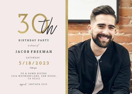 Golden line 30 - Invitación De Cumpleaños