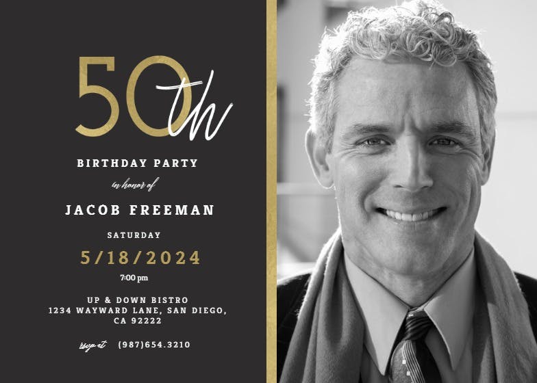 Golden line 50 -  invitación de cumpleaños