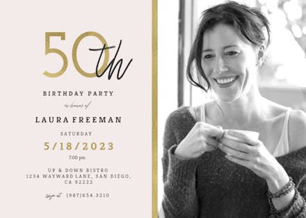 Golden line 50 - Invitación De Cumpleaños