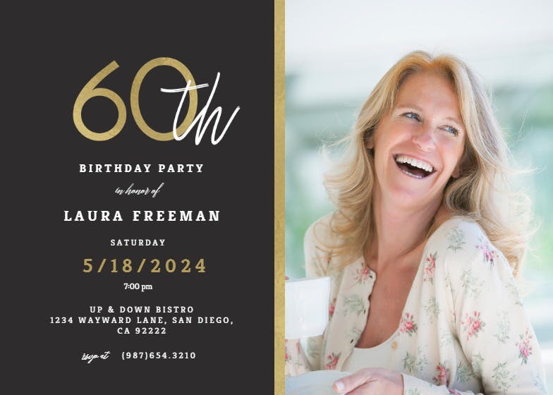 Golden line 60 -  invitación de cumpleaños