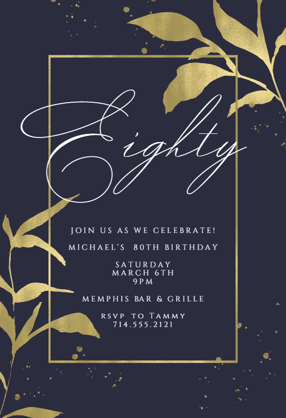 80th Birthday Invitation Templates (Free) | Greetings Island