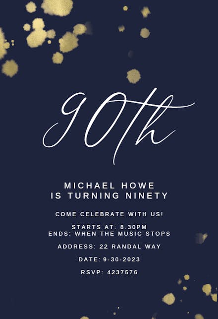 Golden paint spray - Birthday Invitation