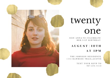 Golden polka dots - Invitación De Cumpleaños