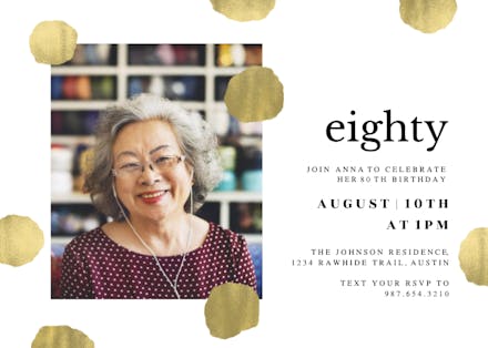 Golden polka dots - Invitación De Cumpleaños